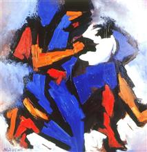 Drumming the Moon, painting by Milon Mukherjee